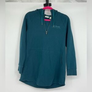 L.L.Bean Women’s Teal Quarter-Zip Hoodie Cozy Pullover Sweatshirt SZ M